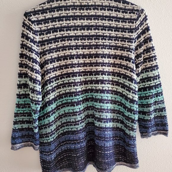 JM Collection Striped Textured sweater (Blue combo) - Picture 2 of 4